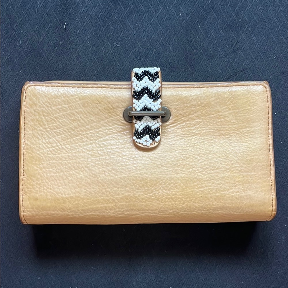 Vintage soft tan leather wallet from Anthropologie.  Brand is Jasper & Jeera.